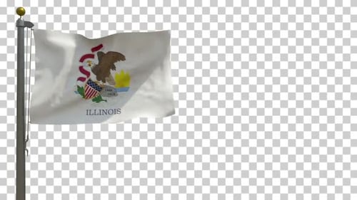 Waving Illinois State Flag Alpha Channel Animation