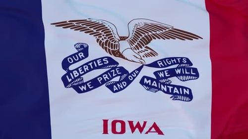 Iowa State Flag Waving in Realistic Seamless Loop Animation