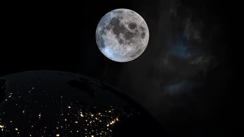 3D Realistic Rotating Earth and Moon in Space