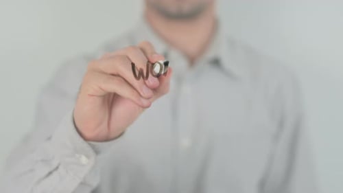 Work Together Writing on Screen with Hand