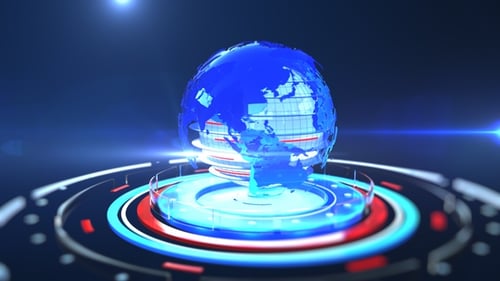 Digital Earth Globe Rotating in Futuristic Broadcast Style