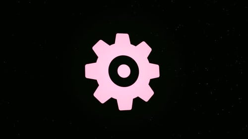 The gear icon is sprayed into small dots