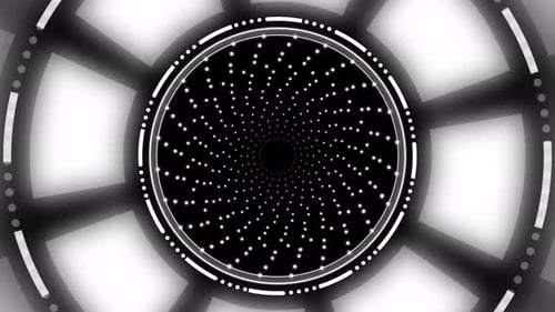 circulate shinny circle motion effect animation with particle on space black and blue background