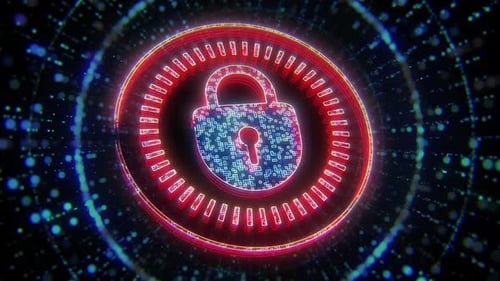 Futuristic Digital Padlock Security Loop Animation