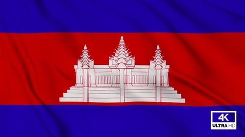 Realistic Cambodian Flag Waving Background