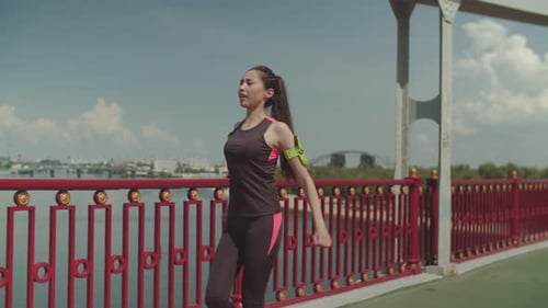 Sporty Fit Woman Warming Up During Walk Outdoors