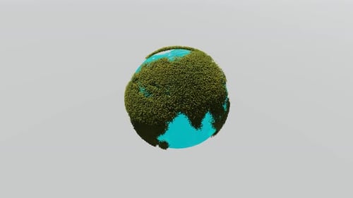 Earth rotates with green ocean