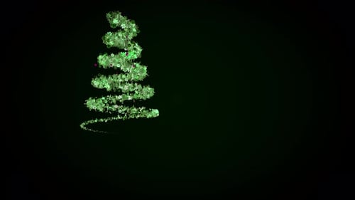 Animated Christmas Tree Reveal with Glowing Particles and Ornaments