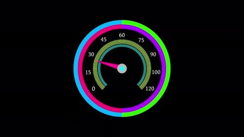 Technologie-Tachometer-Animation. Performance-Rennwagen-Armaturenbrett. Vd 1716