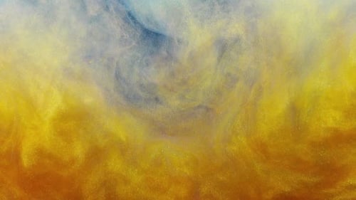 Swirling Golden and Blue Abstract Liquid Texture