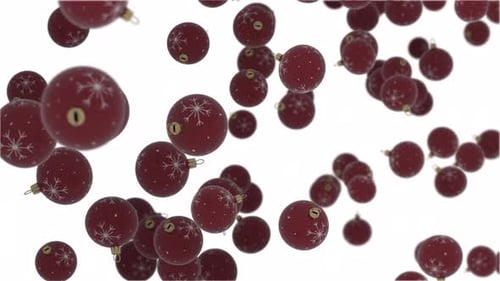 Falling Red Christmas Ornaments With Snowflakes Background Animation