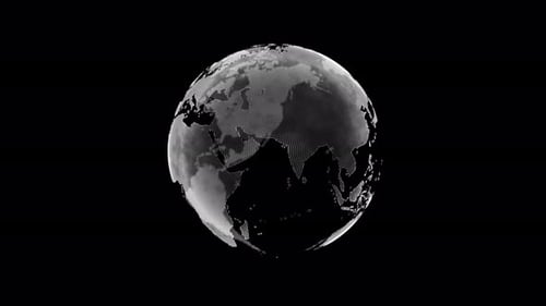 Rotating Futuristic Earth Globe with Dot Grid Texture