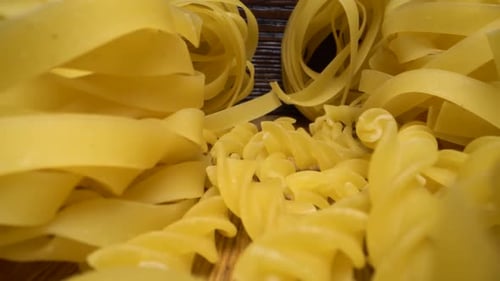 Close-Up of Assorted Uncooked Pasta Types