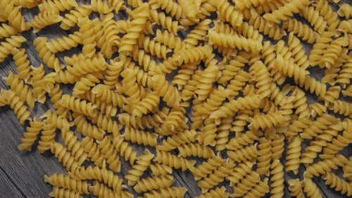 Uncooked Fusilli Pasta Close Up