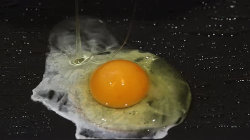 Close Up of Egg Frying on Grill