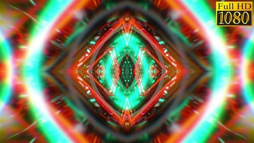 Vibrant Neon Geometric Kaleidoscope Tunnel Loop