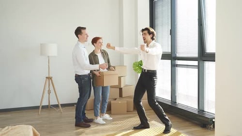 Estate Sales Agent Dance After Finish Rental Or Buying Contract Have Fun Happy To Get Contract