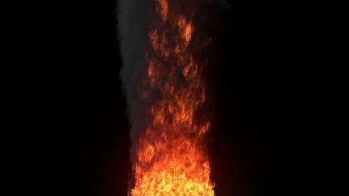 Realistic Fire Column with Rising Smoke Effect