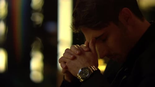 Tired Man Looking Aside in Luxury Interior. Attractive Boss Reflecting Indoors