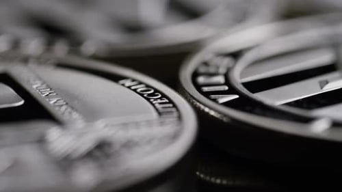Rotierende Aufnahme von Bitcoins
