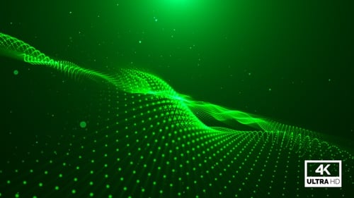 Green Modern Particles Wave Flow Looped V4