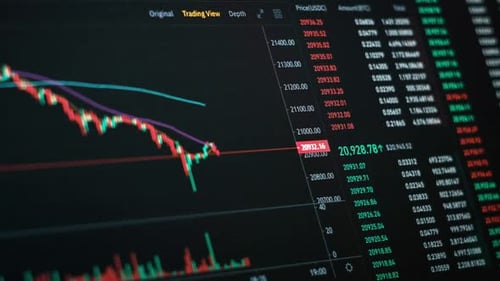 Stock Market Chart Fluctuating on a Screen