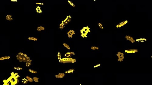 Fallender goldener Bitcoin