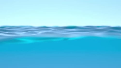 Blaue Meereswasseroberfläche und Unterwasser mit sonnigem Himmel
