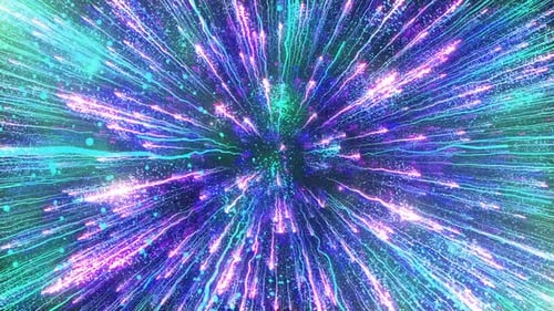 Vibrant Neon Particle Trails Bursting for Celebrations