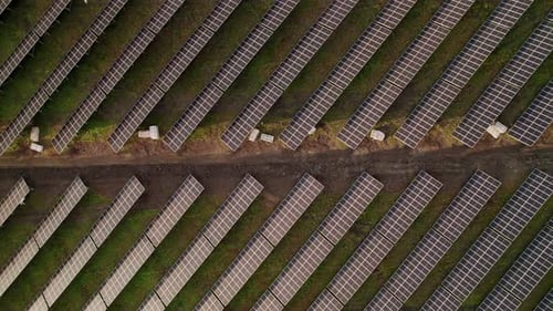 Solar Panels Generating Clean Renewable Energy Aerial