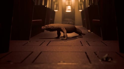 Dragon de Comodo dans la station de métro souterraine
