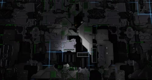 Futuristic Scifi Metal Glowing Light Wall 3D Rendering