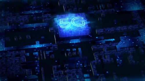 Futuristic 5G Processor Chip on Digital Circuit Board