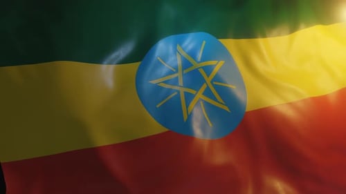 Ethiopian Flag Waving Seamless Loop Animation