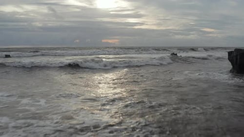Close Up View of Ocean Swell in Evening Light