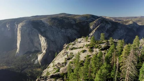 Panoramic Aerial Shot of Sierra Nevada Massif and El Capitan Mountain in Yosemite National Park