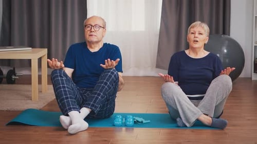 Seniors Meditating Indoors for Health and Wellness