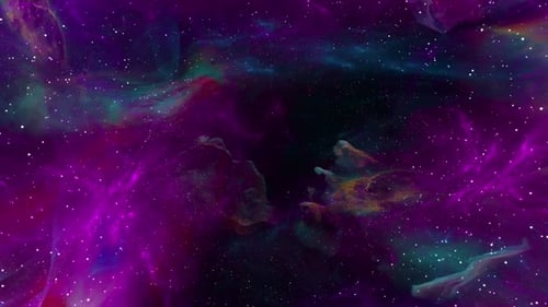 Abstract Colorful Nebula and Stars Moving Space Background