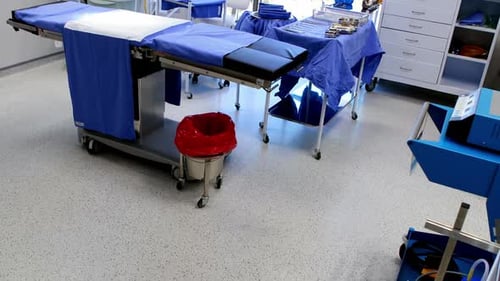 Empty Modern Operating Room with Surgical Table