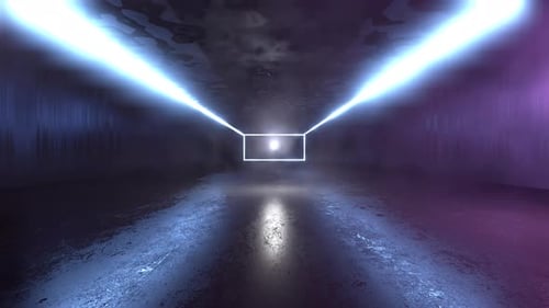 3D rendered Animation, interior of a spaceship or space station corridor