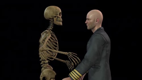 Skeleton umarmt Menschen