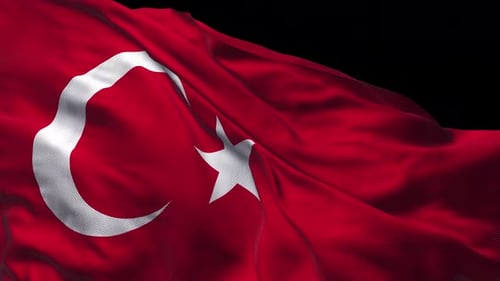 Animated Flag of Turkey with Realistic Fabric Texture