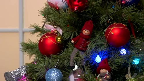 Decorated Christmas Tree Close Up.