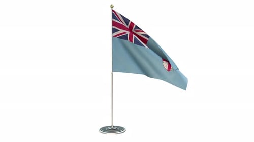 Realistic Fiji Flag Waving on Desk Pole Animation