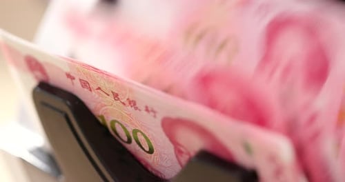Money Counting Machine Counts Renminbi