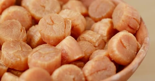 Close Up of Dried Scallops in Bowl