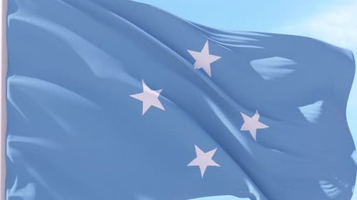 Federated States of Micronesia Flag Waving Loop with Realistic Fabric Motion