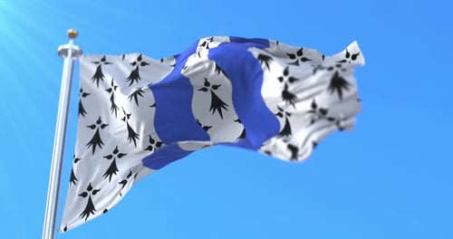 Brittany Flag Waving Against Clear Blue Sky