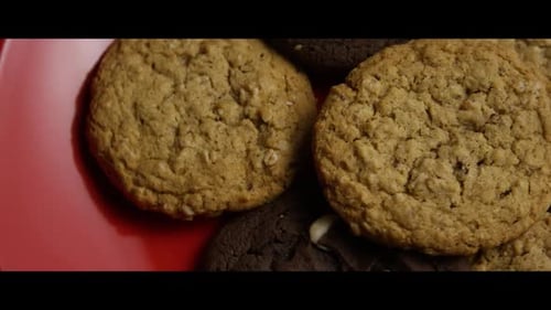 Delicious Chocolate Chip and Oatmeal Cookies on Plate