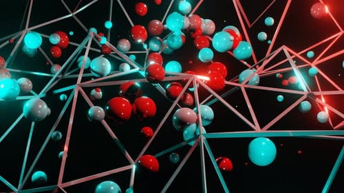 Efeito 4K Plexus. Conexão digital abstrata movendo pontos e linhas